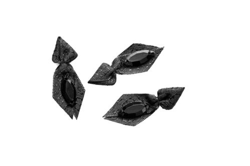 Strikjes - zwarte stropdas met steen
